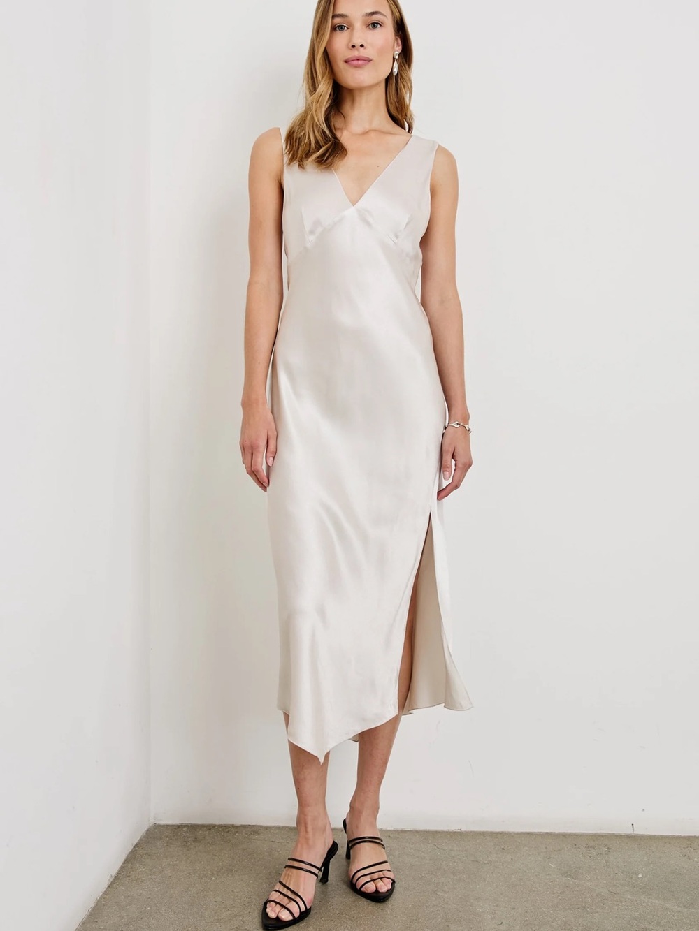Rails Monique Satin Slip Dress in Champagne / White